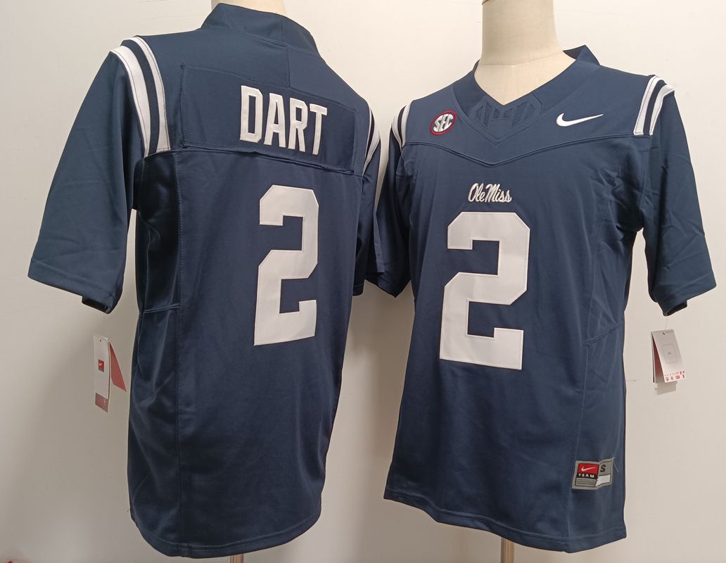 Men Ole Miss Rebels #2 Dart Drak Blue Nike 2025 NCAA Jersey-0